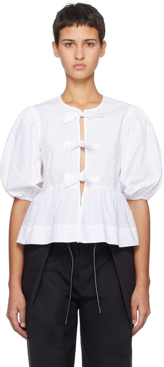 White Ruched Blouse