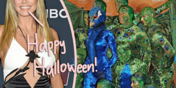 Heidi Klum Dazzles In Elaborate Peacock Costume At Annual Halloween Bash!