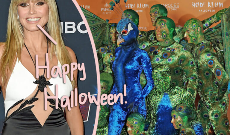 Heidi Klum Puts On Dazzling Show As A Peacock With Cirque Du Soleil Dancers At Annual Halloween Party – LOOK!
