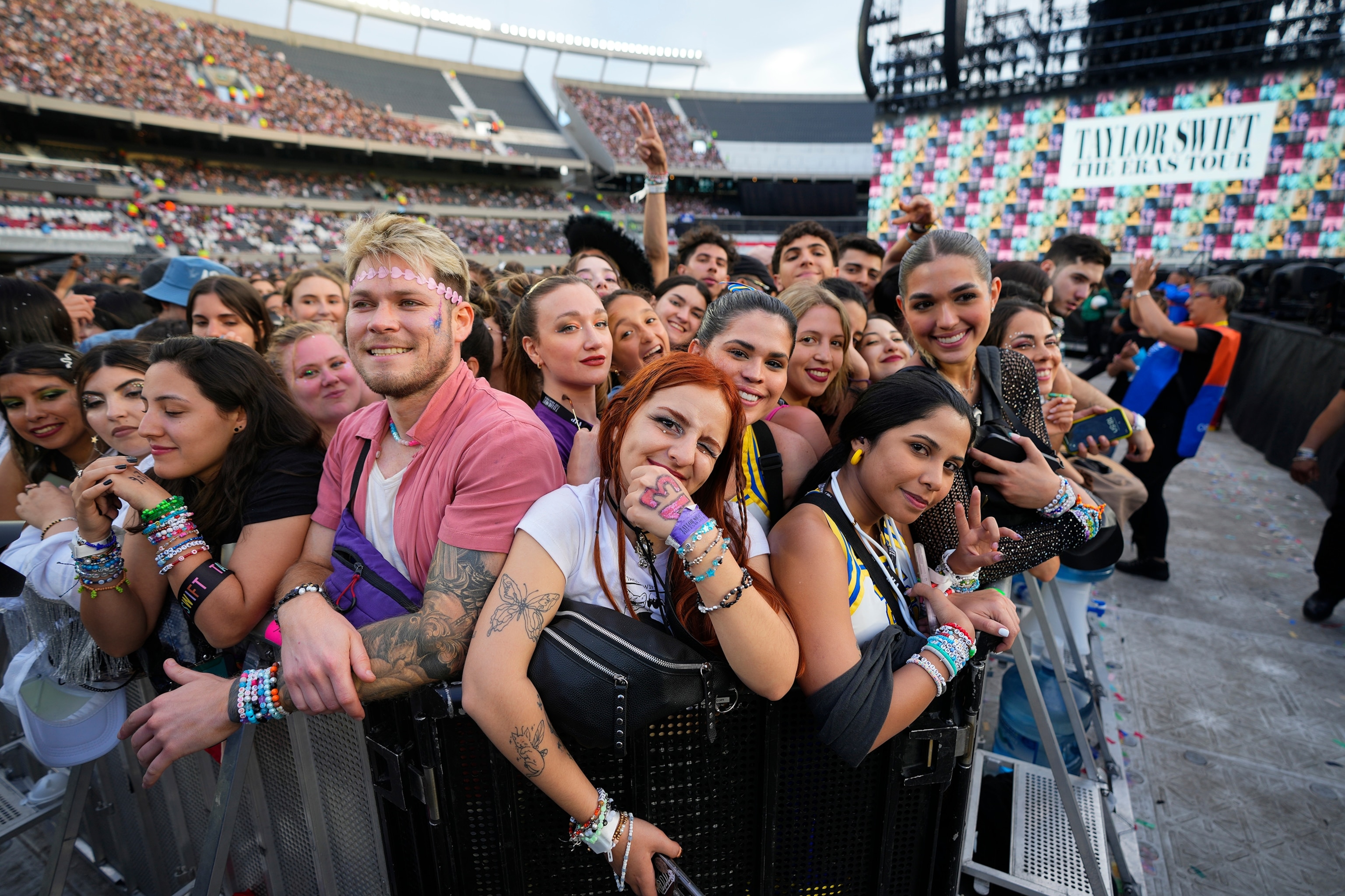 PHOTO: Fans wait for the start of the Taylor Swift: The Eras Tour concert, in Buenos Aires, Argentina, on Nov. 9, 2023.