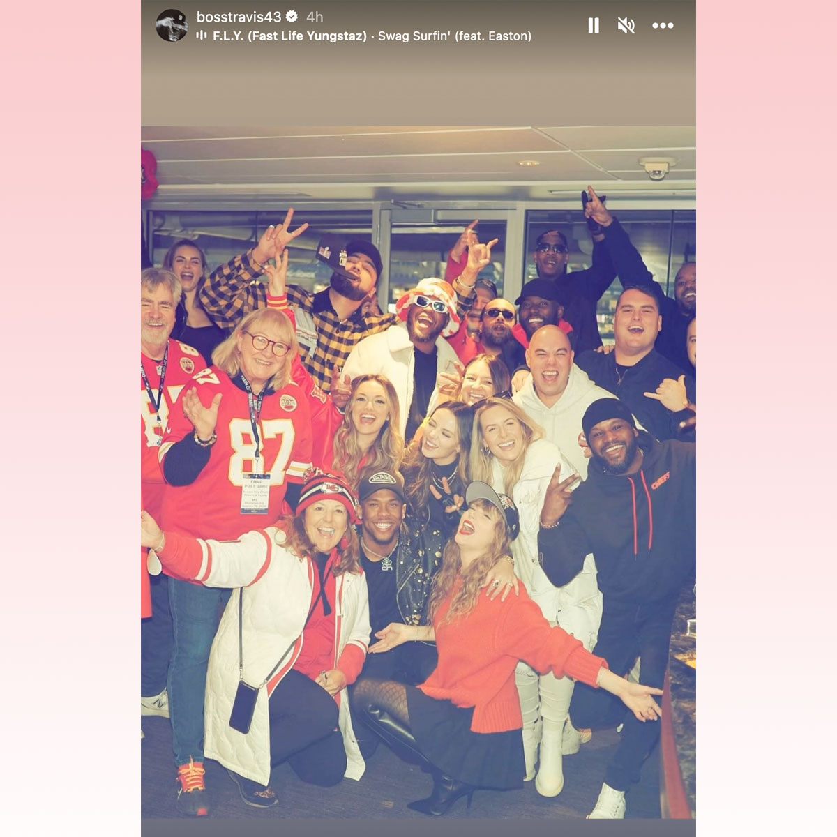 Taylor Swift Poses For Kelce Family Celebratory Pic!
