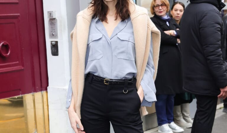 Alexa Chung Wore the Studded Flat Shoe Trend at Paris Fashion Week